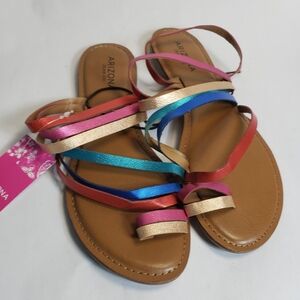 Arizona Size 8 Metallic Colored Strappy Sandals